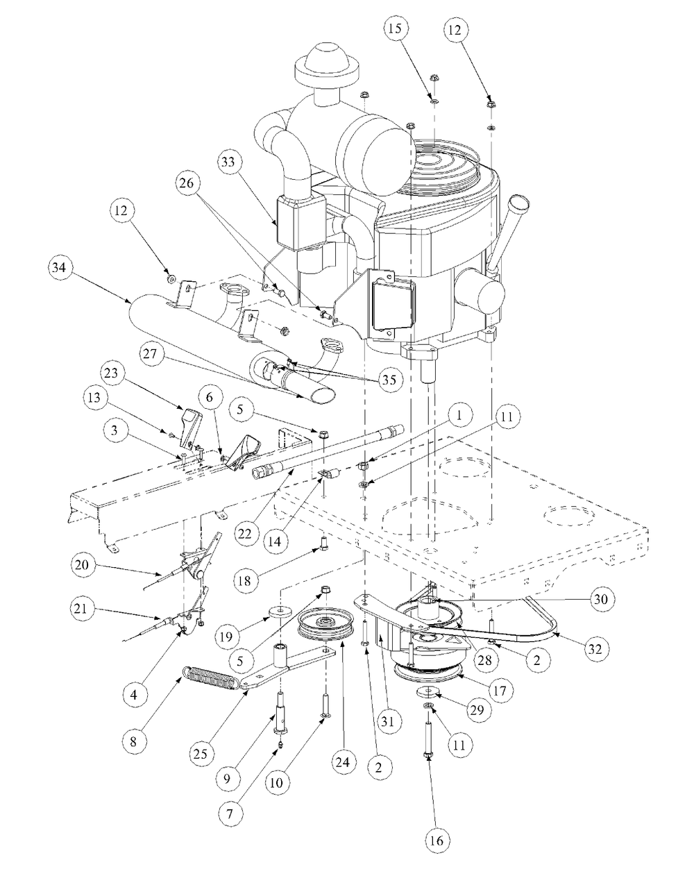 Generac Engine Assembly Diagram and Parts List for M72-GN 53AB5FEZ150-28-HP Cub Cadet Lawn Tractor